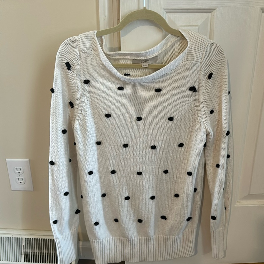 LOFT polka dot embroidered sweater